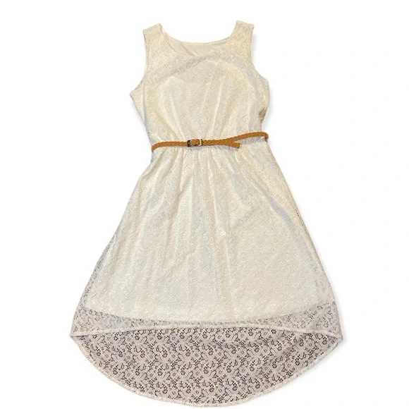 The Children's Place | Dresses | Beautiful White Lace Dress With Leather  Belt | Poshmark
